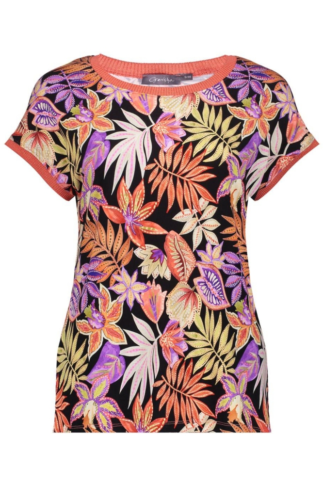 SARAH T SHIRT MET PRINT 52135 60 Pr.01 Coral/Purple